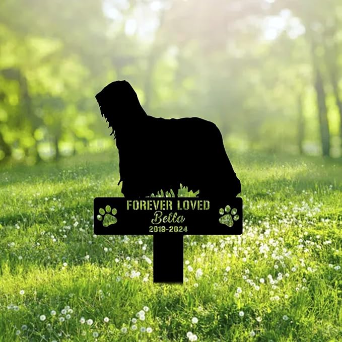Custom Komondor Dog Metal Memorial Garden Stake Personalized Pet Grave Marker Name Sign Remembrance Stake Decor Sympathy Dog Loss,Outdoor Statues for Yard Garden Lawn Patio Pathway Grave Ornament.