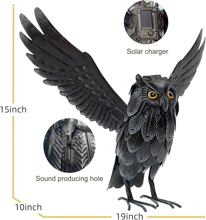 Natelf Garden Owl Sculptures & Statues, Standing Metal Bird Yard Art Sculpture for Patio Backyard Pond Outdoor Decorations