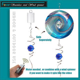 FONMY Gazing Ball Spiral Tail -Decorative Wind Spinner Sun Catcher Rainbow Maker 11 inch Tail and 2 inch Dark Blue Crystal Orb. Indoor Outdoor Garden Decoration -13 inch Height
