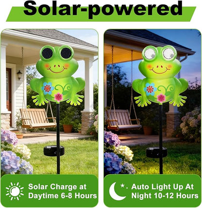 Rngmsi Garden Solar Lights Dynamic Eyes, Frog Solar Garden Lights Stake Outdoor Decorations, LED Lighting Frog Gifts for Patio Yard Pathway Lawn Ornaments