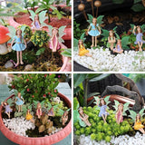 Fairy Garden Decor Fairy Door and Windows for Trees, Glow in The Dark Yard Sculpture Lawn Ornament Mini Garden Art Outdoor Decor Accessories with Lantern (6 Fairies)