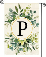 AVOIN colorlife Monogram Letter P Floral Garden Flag 12x18 Inch Double Sided Outside, Family Last Name Initial Yard Outdoor Decoration