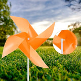 HARFINGTON 50pcs Windmills for The Yard Garden 17" x 11" 4 Leaves Pinwheels Wind Mills Spinners Windproof Waterproof Bird Devices with Stakes for Patio Decor, Orange