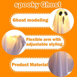3Packs Halloween Light Up Hanging Ghost Halloween Ghost Decorations with LED Light Spooky Ghost Ornaments for Home Tree Garden Yard Party Décor and Holiday Decorations(White)