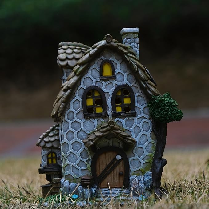 Zayton Garden House Statues Outdoor Yard Resin Decoration Gift Handmade Housewarming Gift for Patio Yard Lawn Waterproof Cracking