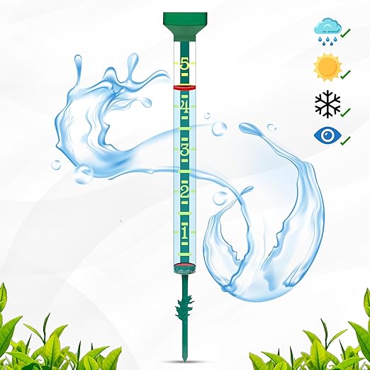 EZRead 21” Giant Professional Outdoor rain Gauge, USA Made Heavy Duty All Weather Freeze Proof Stake or mountable with Float, Green (820-1002)