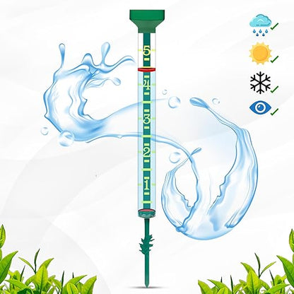 EZRead 21” Giant Professional Outdoor rain Gauge, USA Made Heavy Duty All Weather Freeze Proof Stake or mountable with Float, Green (820-1002)