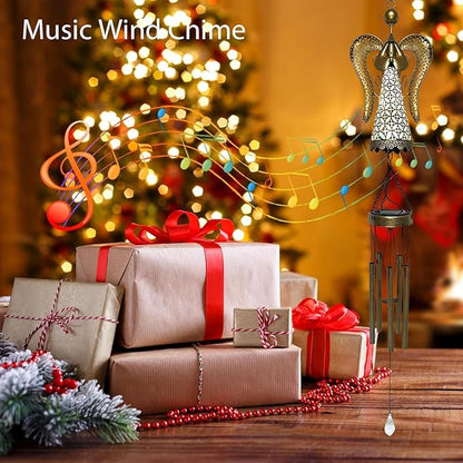 Solar Angel Wind Chimes Outdoor Decor - 36.6" Angels Wind Chime for Outside, Solar Angel Hanging Lights, Wind Chimes for Garden, Patio, Window and Porch