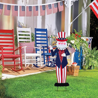 hogardeck 4th of July Decorations Outdoor, Uncle Sam Patriotic Decorative Garden Stakes for Fourth of July Decorations, Memorial Day Metal Yart Art for Outside Porch Patio Lawn Decor