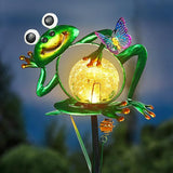 Frog Garden Solar Lights Outdoor Decorative, 2 Pack Metal Frog Garden Decor for Outside Waterproof Solar Stake Lights for Lawn Ornaments Patio Yard Decorations, Gardening Gifts for Mom Women