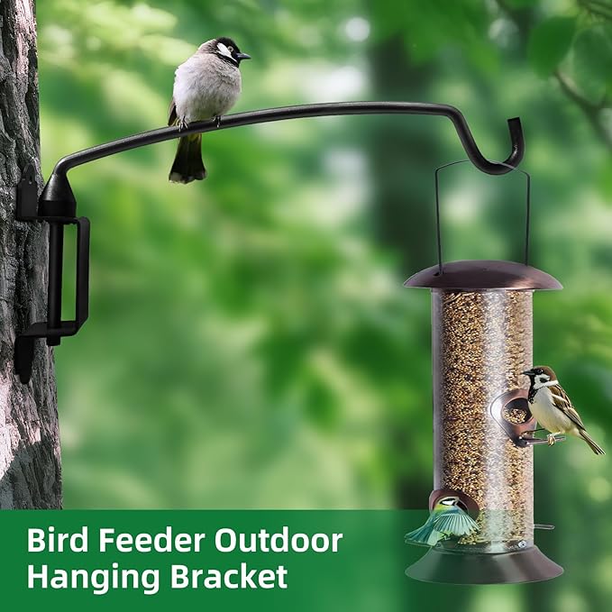 Plant Hooks for Wall, Outdoor Plant Hanging Bracket Wall Mount Plant Hanger Decorative Swivel Hooks with Ajustable Angles for Bird Feeder, Wind Chimes Metal Black 12.2 Inches