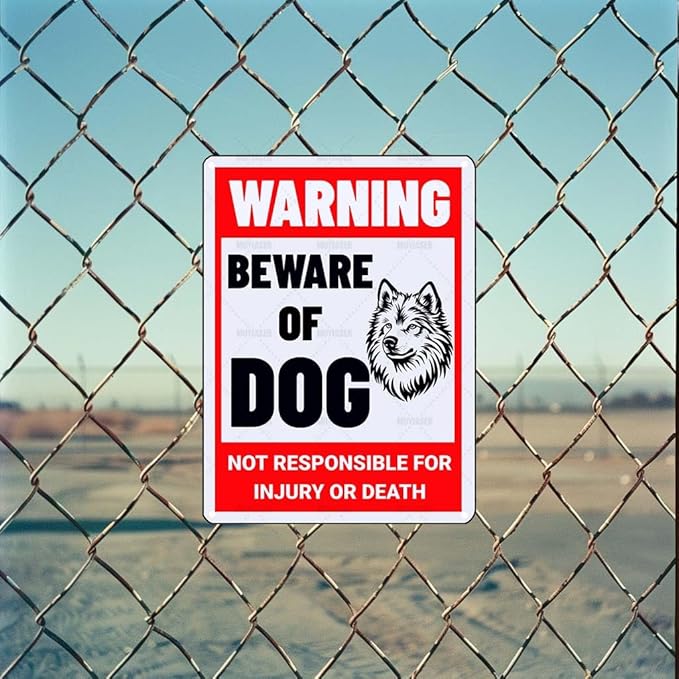 Beware of Dog Sign Samoyed Metal Sign Warning Beware of Dog Signs for Fence Outdoor Farm Garden Gate Home Yard Decor 12x16 Inch