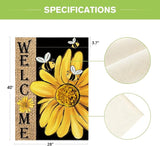AVOIN colorlife Spring Summer Bee Sunflower House Flag 28x40 Inch Double Sided, Welcome Holiday Burlap Yard Outdoor Decoration