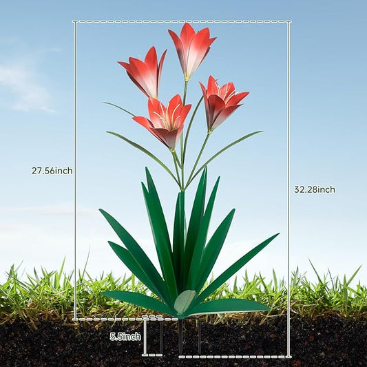 TOMBABY 32.28 Inch Metal Agave Plant Outdoor Decoration Lily Mexican Yard Art Garden Gift Home Decor Hand Painted Metal Agave Garden Yard Statue (1, Green)