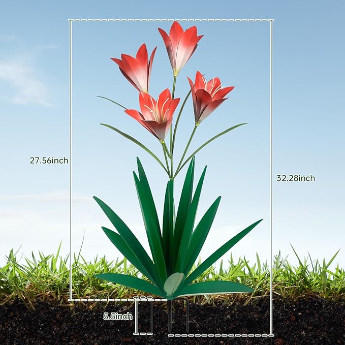 TOMBABY 32.28 Inch Metal Agave Plant Outdoor Decoration Lily Mexican Yard Art Garden Gift Home Decor Hand Painted Metal Agave Garden Yard Statue (2, Green)