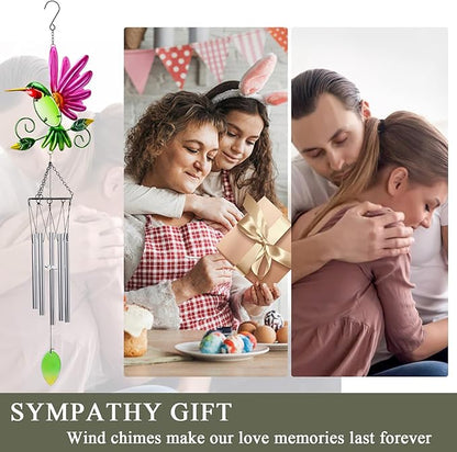 Taman Wind Chime for Outside - Hummingbird Wind Chimes for Outside Aluminum Tubes Decorative Memorial Gift, for Home, Outdoor, Yard, Patio,Garden Decor