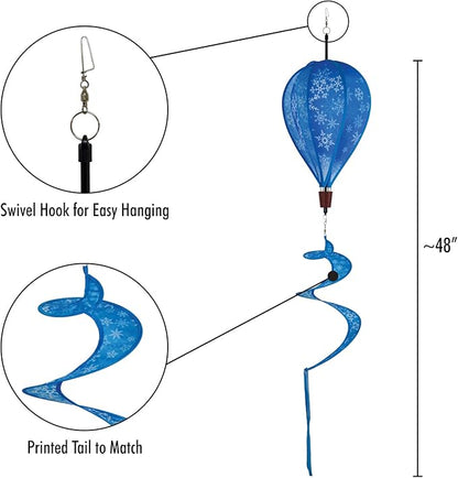 In the Breeze 0989 Snowflakes Spinner Hot Air 6 Panel Spinning Balloon-Outdoor Winter Decoration,10.5" W x 16" H w/ 30" Tail,989