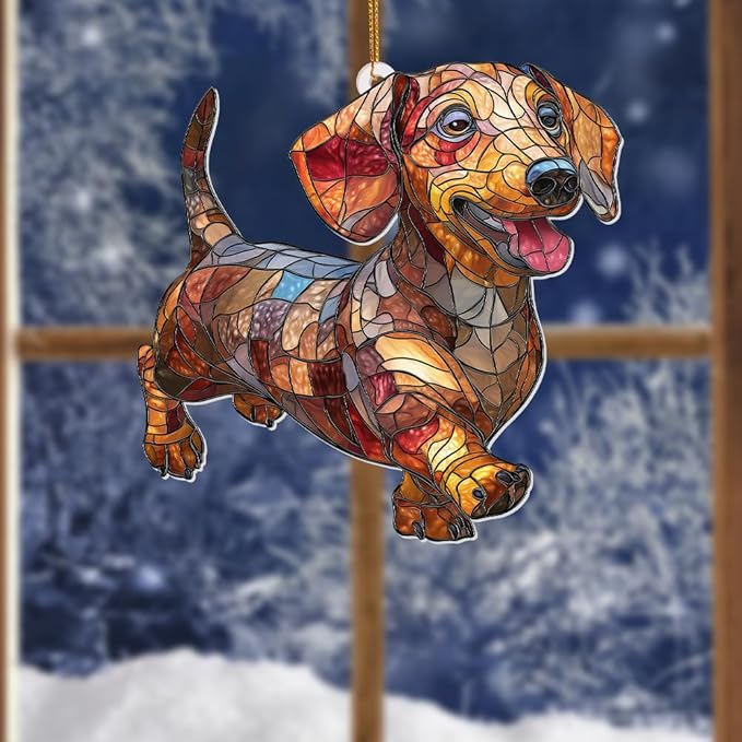Acrylic Dog Christmas Ornament 2025 – Dachshund Gift for Lovers, Pet Memorial Keepsake, Cute Puppy Tree Decoration, Clear Acrylic Hanging Ornament for Pet Owners, Stocking Stuffer for Dog Mon, Sun-35