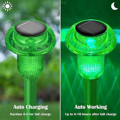 Priddop Solar Lights Outdoor Pathway Waterproof 8 Pack Green Stake LED Green Stake Acrylic Mushroom Decorative Garden Lights for Yard Landscape Patio Outside Decor