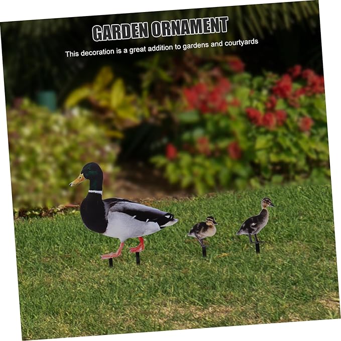 Garden Stake Decoration Ground Insert Lifelike Acrylic Stakes 6pcs Duck for Backyard