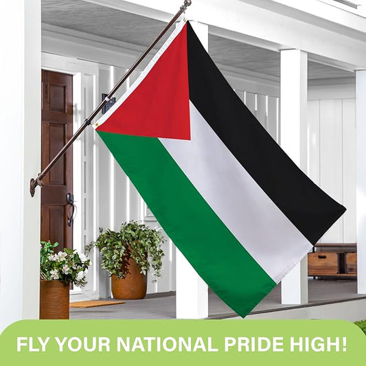 Evergreen Palestine Flag 3x5 flag Outdoor Double Sided, Nation Flags for Outside with Grommets, Palestinian Flag 3-Ply Banners for Garden Patio, Indoor Wall Decor for Room, Works with Standard Estate Flag Poles