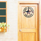 Metal Hanging Rustic Star Welcome Door Wreath,13''x13'',Vintage American Flag Patriotic Decor 4th of July Front Door Wreaths Hanger Garden Welcome Sign Indoor Outdoor Decorations for All Seasons