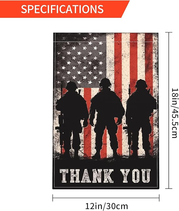 Thank You Print Garden Flag Seasonal Double Sided 12 x 18 Inch Small Yard Flag for Indoor Outdoor Decor Holiday All Seasons