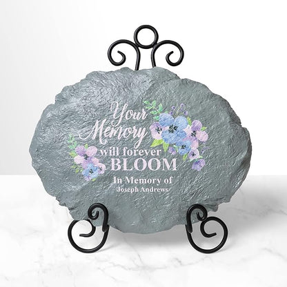 Let's Make Memories Personalized Sympathy Garden Stone - Memories Bloomed - Condolence & Memorial Gift - Customize with Message -11" Lx6 Wx3 D