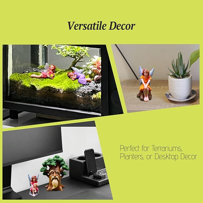Fairy Garden Accessories Set 5 Pcs, Miniature Fairies and Tree Spirit Figurines, Resin Fairy Garden Statues for Outdoor Yard Decor, Terrarium, Micro Landscape & Plant Pots