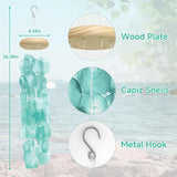 Wind Chimes for Outside 26", Clear Tones Lake Blue Sea Shell Wind Chimes Outdoor, Handcrafted Capiz Sea Glass Shells Windchimes Memorial Wind Chime for Patio, Garden, Porch Decor, Beach Gifts