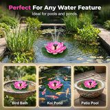Bird Bath Fountains Solar Power for Outside, Small Solar Fountain for Bird Bath, Floating Lotus Solar Garden Fountain Pump Kit for Outdoors, Garden, Patio, Pond, Yard Decor (White, 4.3IN 1.2W)