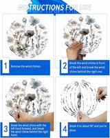 Stainless Steel Wind Spinner for Yard Garden Decoration, Ink Painting Wildflowers Nature Style Round Wind Sculpture Spinner 3D Crafts Hanging Ornaments for Indoor Outdoor, 8 Inch