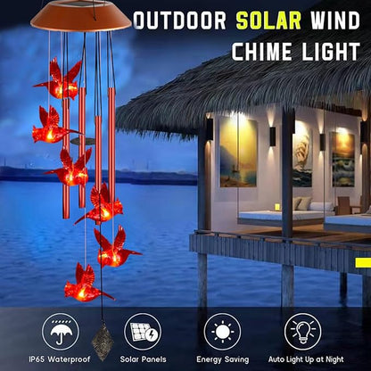 Cardinal Wind Chimes, Red Cardinal Bird Solar Windchimes Outdoor, Red Bird Tubes Garden Decor, Sympathy Wind Chimes,Memorial Gift,Mothers Day for Grandma,Sister Gifts for Women,Friend Birthday Gift