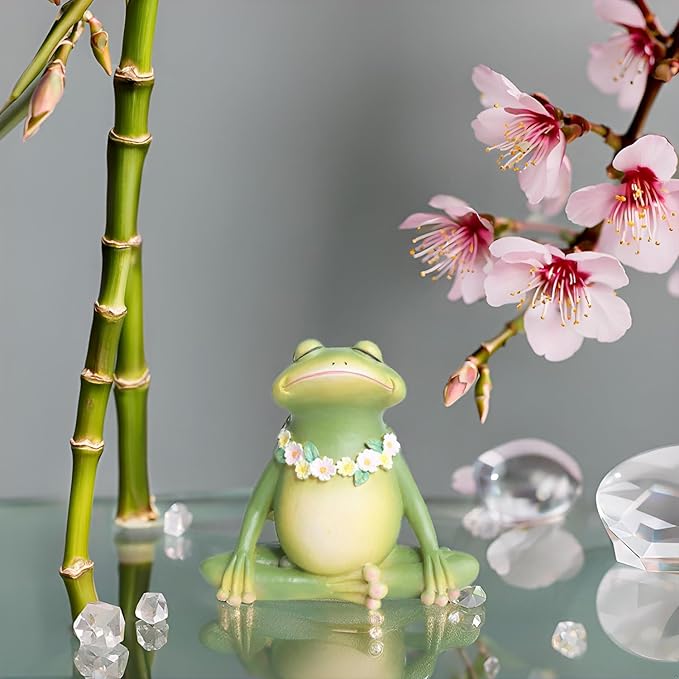 Yoga Frog Garden Decor for Outdoor Yard Decor - 7" Hand-Painted Resin Frog Outdoor Gifts, Frog Garden Statue Decorations for Patio,Yard,Lawn