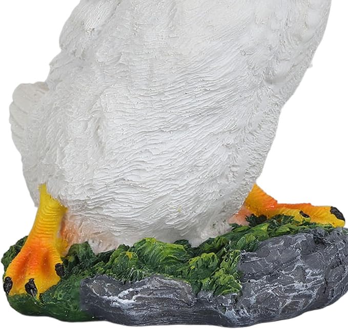 GLOGLOW Hand Painted Duck Garden Statue, Medium Size Decorative Outdoor Figurine for Yard Lawn Patio