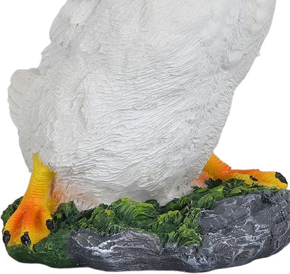 GLOGLOW Hand Painted Duck Garden Statue, Medium Size Decorative Outdoor Figurine for Yard Lawn Patio