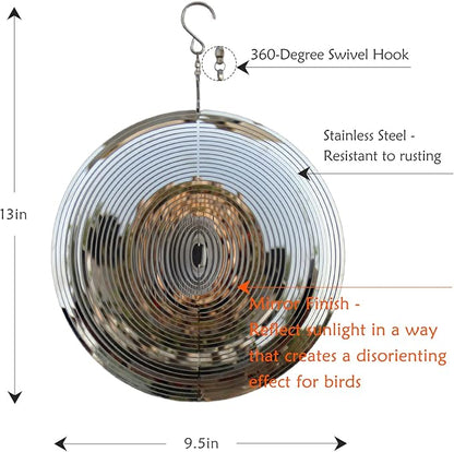 Phuryllic Wind Spinners Outdoor, Garden Decor, Bird Deterrents for Outside, 3D Metal Yard Decorations for Patio & Porch, Unique Gardening Gifts for Women & Moms - 10in Round Shape