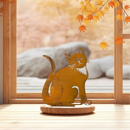 Rusty Cat, Rusty Cat Decoration, Patina Metal Cat Garden Ornaments Silhouette Simulation Cat Figurine Home Decor Rustic Outdoor Patio Yard Adornment Metal Cat Statues