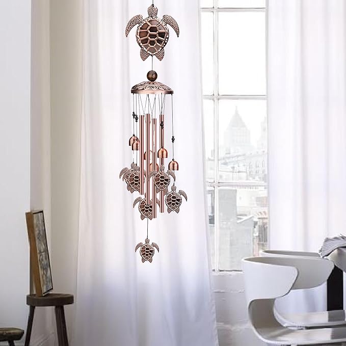 Choha Sea Turtle Wind Chimes for Outside, Metal Windchimes Outdoors Clearance, Memorial Wind chime with S Hook for Patio Garden Decor，Unique Gift for Mom Grandma