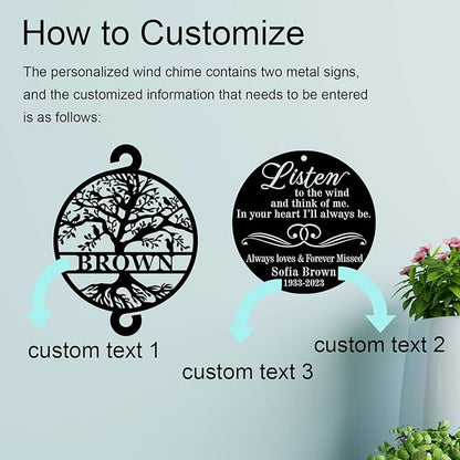 Sympathy Wind Chimes 37" Personalized Memorial Wind Chimes Memorial Personalized Memorial Wind Chime Bereavement Gifts for Loss Custom Remembrance Gift for Loss Large Personalized Wind Chimes……