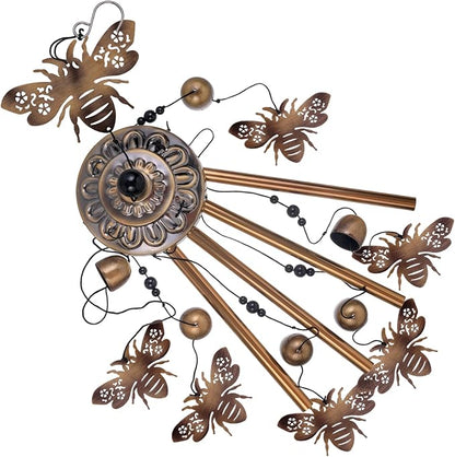 Bronze Bees Wind Chimes for Outside/Indoor/Garden/Home/Balcony/Lawn/Tree/Yard/Garden Decoration, Retro Wind Catcher, Bee Decor, Blessing Wind Bells, Memorial WindChimes Gifts for Mom, Grandma, Woman