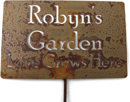 Classic Metal Garden Markers Clearance Items 20 to 33 Inches Tall (Robyn's Garden 23", Naturally Rusted)