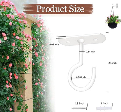 6Pack Ceiling Hooks Bulk 2.5in for Hanging Plants for Hanging Plants White