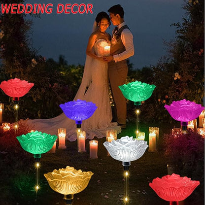 BeHiller Solar Garden Light Outdoor Waterproof,6PACKS Multicolor Bigger Rose Flowers Lights Lawn Decor,Solar Pathway Rose Lights for Garden,Mom Day,Christmas,Housewarming Gifts Decor
