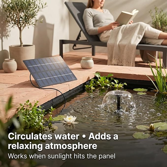Solar Powered Fountain with 5 Size Spray Adapters Energy Saving Water Pump for Pond Garden Decor