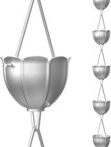 Rain Chains Direct Orchid Rain Chain, 8.5 Feet Length, Aluminum, Gray, Functional and Decorative Replacement for Gutter Downspouts