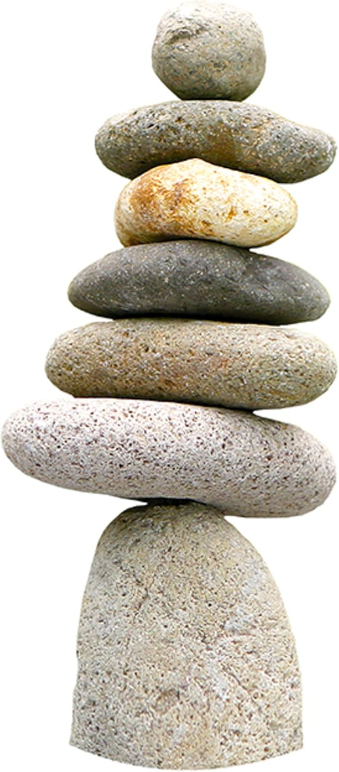 BestNest Ancient Graffiti Stone Cairns Set, 2-Piece Stacked Rock Sculptures with Metal Rod Support, 10" & 14" Garden Stone Towers for Zen, Japanese, or Wabi-Sabi Décor, Indoor Outdoor Home Ornament