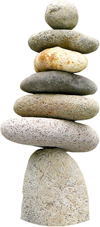 BestNest Ancient Graffiti Stone Cairns Set, 2-Piece Stacked Rock Sculptures with Metal Rod Support, 10" & 14" Garden Stone Towers for Zen, Japanese, or Wabi-Sabi Décor, Indoor Outdoor Home Ornament