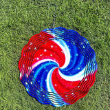 Wind Spinners Red Blue Star Swirl Art 9.8 x 9.8 Inch Metal Wind Spinner Outdoor Garden Decor Abstract Motion Illustration Decorative Wind Spinners for Yard Patio