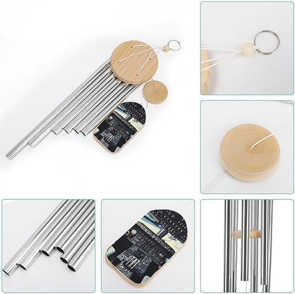 Wind Chimes for Outside,Airplane Cockpit Printed Cute Aluminium Windchimes Outdoors,Soothing Melodic Memorial Wind Chime for House Porch Patio Garden Balcony Decor